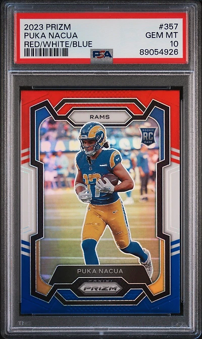 2023 Panini Prizm 357 Puka Nacua Red/white/blue Prizm PSA 10