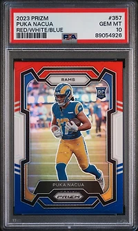 2023 Panini Prizm 357 Puka Nacua Red/white/blue Prizm PSA 10