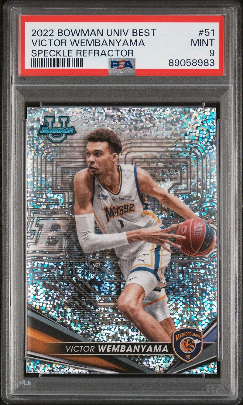 2022 Bowman University Best 51 Victor Wembanyama Speckle Refractor PSA 9