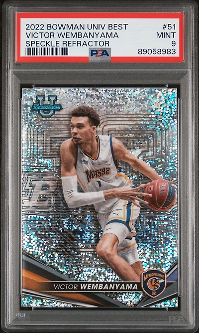 2022 Bowman University Best 51 Victor Wembanyama Speckle Refractor PSA 9