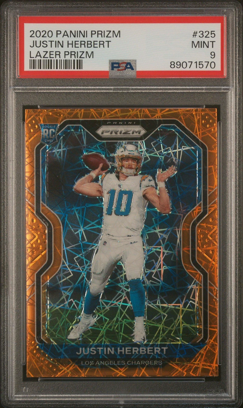 2020 Panini Prizm 325 Justin Herbert Lazer Prizm PSA 9