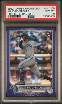 2022 Topps Chrome Update Usc165 Julio Rodriguez Purple Refractor PSA 10