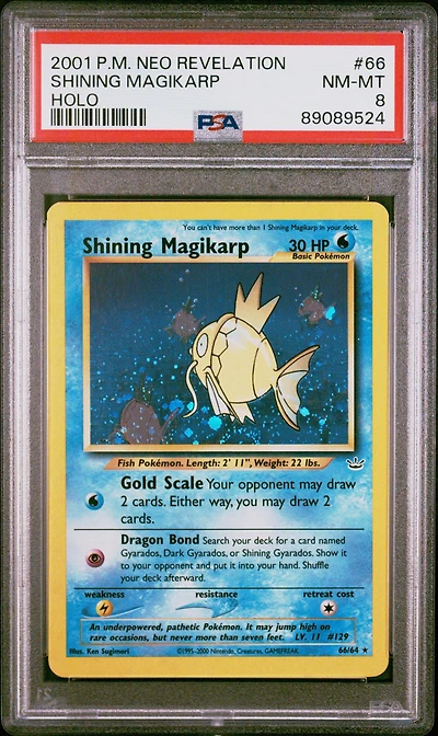 2001 Pokemon Neo Revelation 66 Shining Magikarp-holo PSA 8