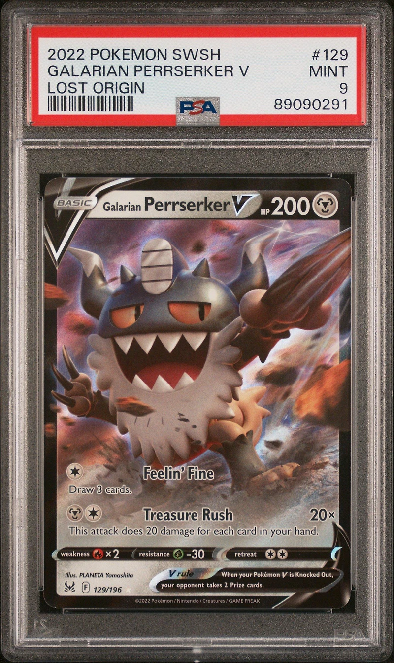 2022 Pokemon Sword & Shield Lost Origin 129 Galarian Perrserker V PSA 9