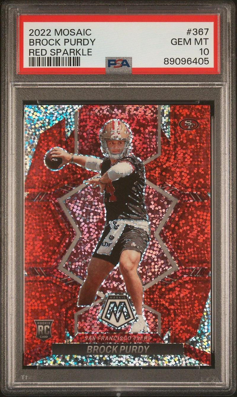 2022 Panini Mosaic 367 Brock Purdy Red Sparkle PSA 10