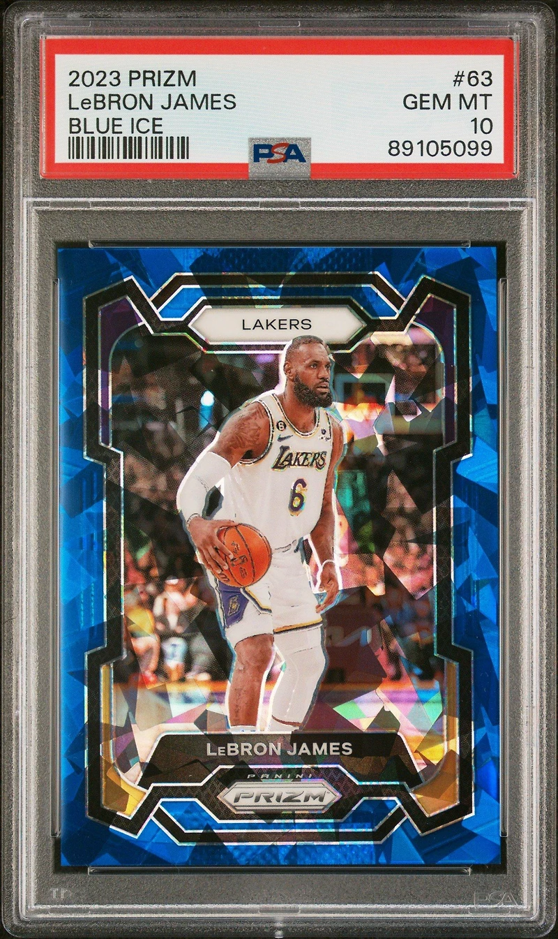 2023 Panini Prizm 63 Lebron James Ice PSA 10