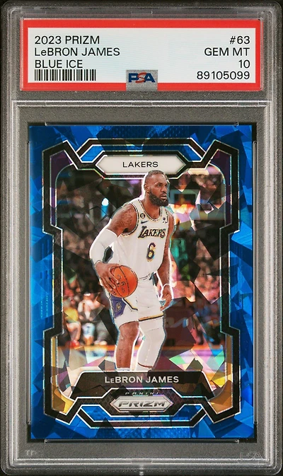 2023 Panini Prizm 63 Lebron James Ice PSA 10