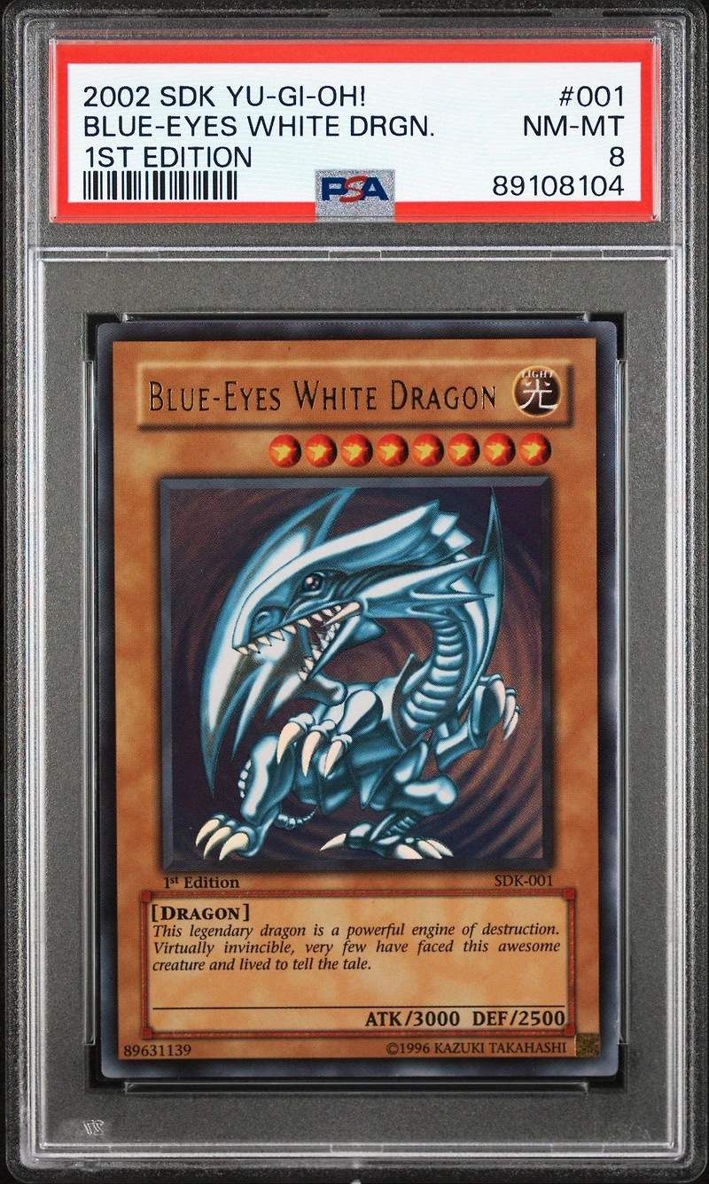 2002 Yu-gi-oh! Starter Deck: Kaiba 001 Blue-eyes White Dragon 1st Edition PSA 8