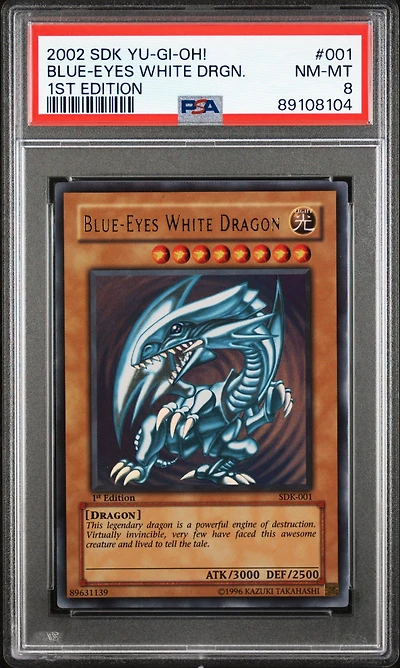 2002 Yu-gi-oh! Starter Deck: Kaiba 001 Blue-eyes White Dragon 1st Edition PSA 8