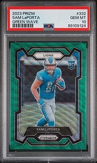 2023 Panini Prizm 332 Sam Laporta Green Wave PSA