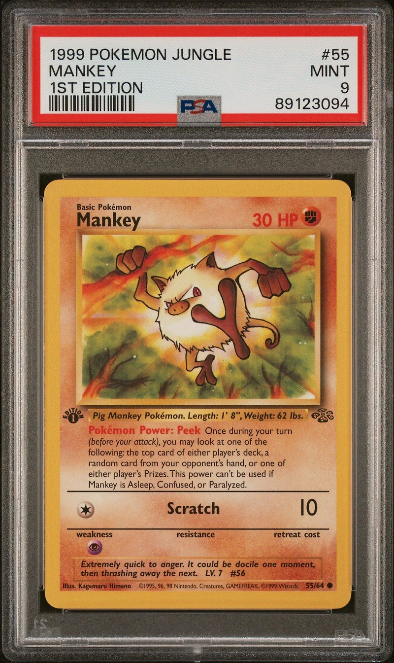 1999 Pokemon Jungle 55 Mankey PSA 9