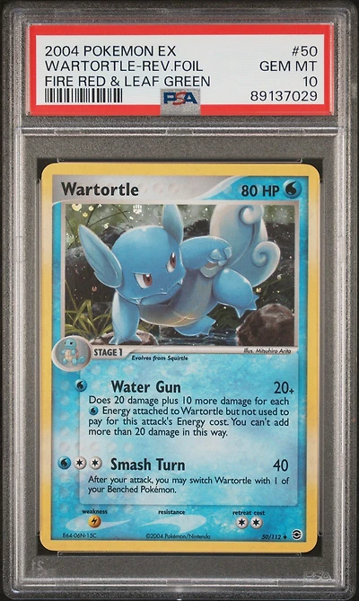 2004 Pokemon Ex Fire Red & Leaf Green 50 Wartortle-reverse Foil PSA 10