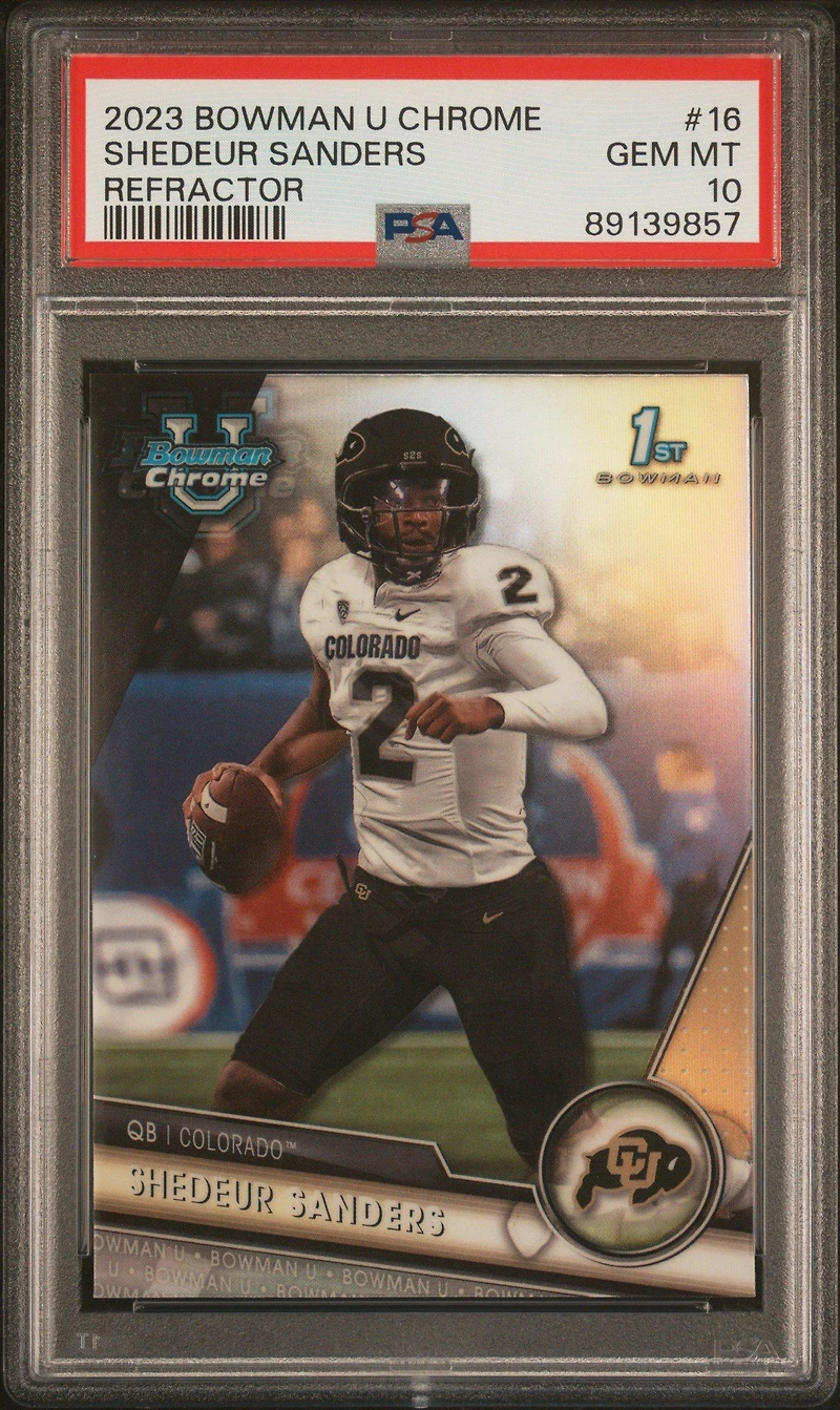2023 Bowman University Chrome 16 Shedeur Sanders Refractor PSA 10