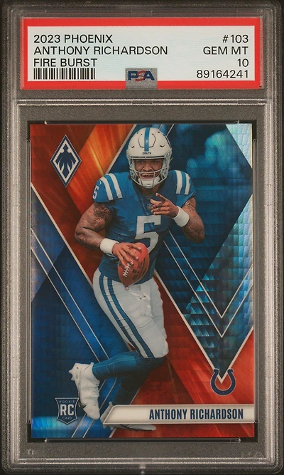 2023 Panini Phoenix 103 Anthony Richardson Fire Burst PSA 10