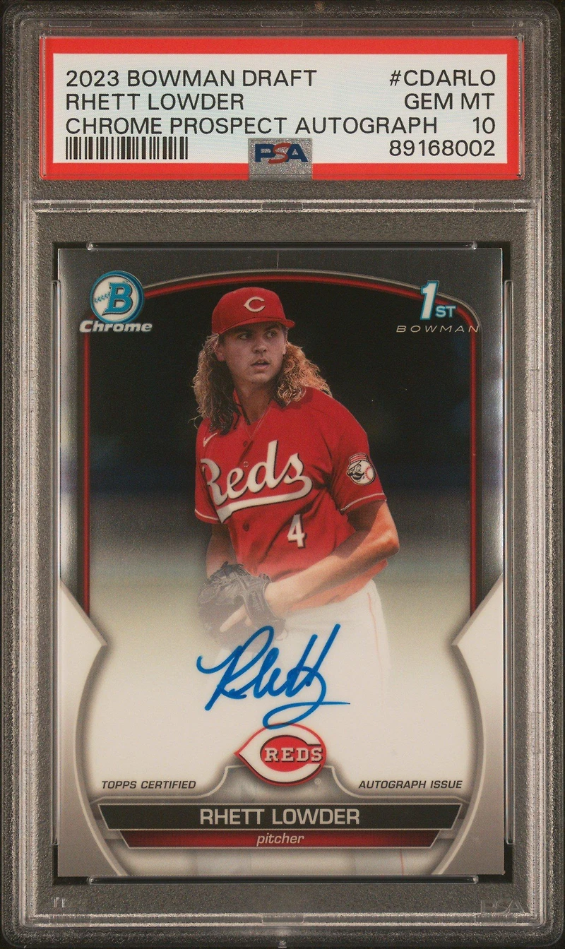 2023 Bowman Draft Chrome Prospect Autograph Cdarlo Rhett Lowder PSA 10
