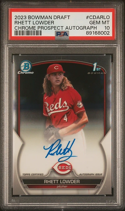 2023 Bowman Draft Chrome Prospect Autograph Cdarlo Rhett Lowder PSA 10
