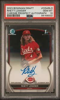 2023 Bowman Draft Chrome Prospect Autograph Cdarlo Rhett Lowder PSA 10