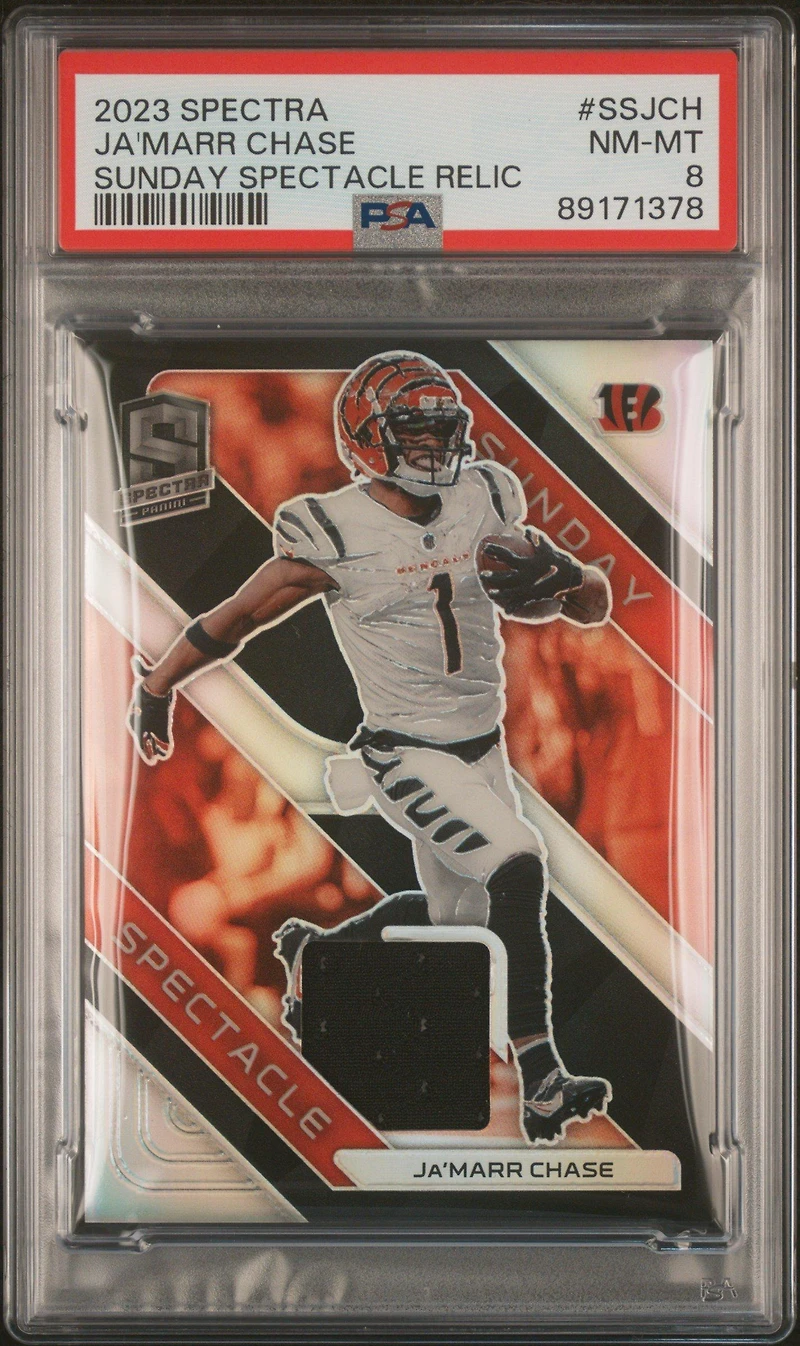 2023 Panini Spectra Sunday Spectacle Relics Ssjch Ja'marr Chase PSA 8