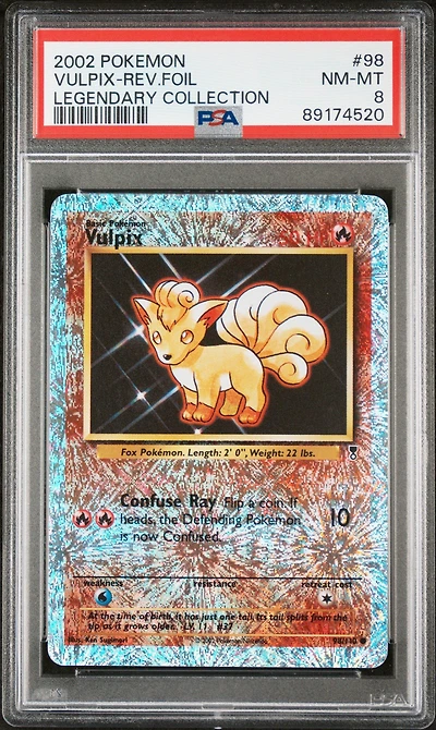 2002 Pokemon Legendary Collection 98 Vulpix-reverse Foil PSA 8