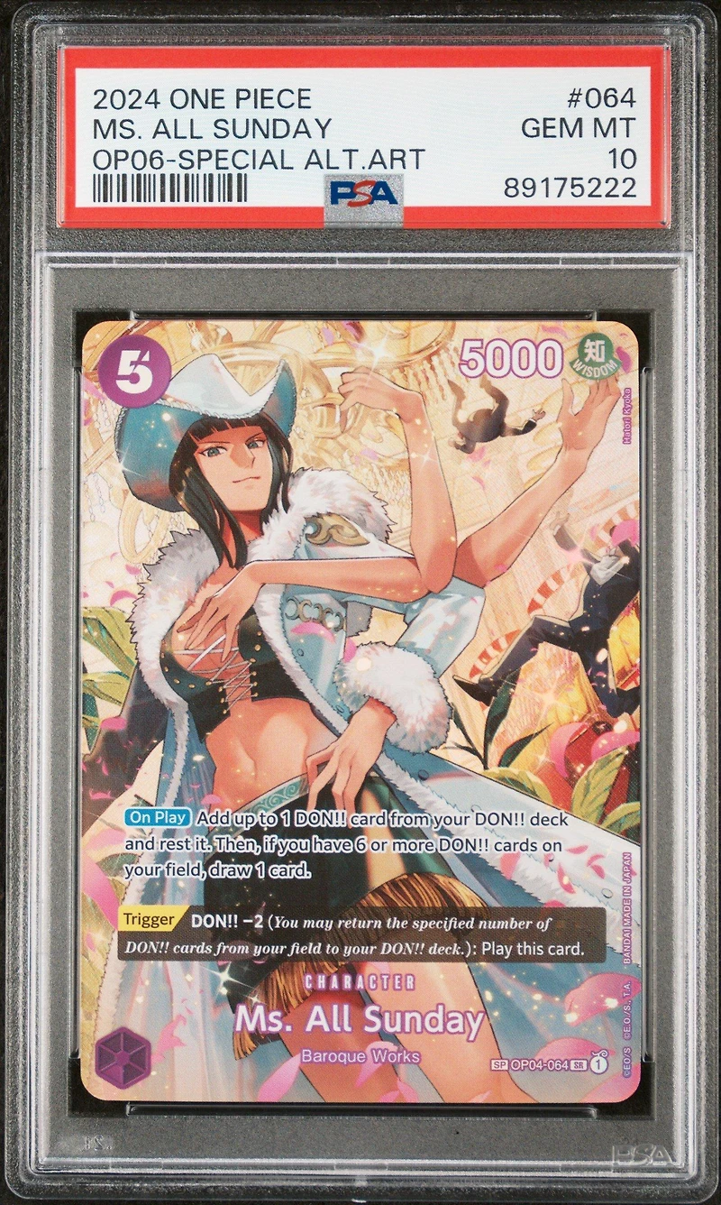 2024 One Piece Op06-wings Of The Captain 064 Ms. All Sunday Special Alternate Art PSA 10