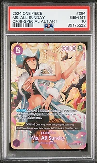 2024 One Piece Op06-wings Of The Captain 064 Ms. All Sunday Special Alternate Art PSA 10