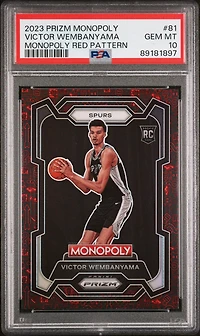 2023 Panini Prizm Monopoly 81 Victor Wembanyama Monopoly Red Pattern PSA 10