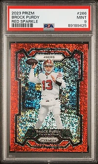 2023 Panini Prizm 266 Brock Purdy Red Sparkle PSA