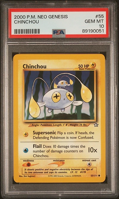 2000 Pokemon Neo Genesis 55 Chinchou PSA 10