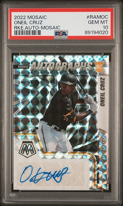 2022 Panini Mosaic Rookie Autographs Ramoc Oneil Cruz PSA 10