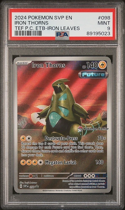 2024 Pokemon Svp En-sv Black Star Promo 098 Iron Thorns Temporal Forces Pokemon Center Elite Trainer Box-iron Leaves PSA