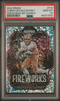 2022 Panini Prizm Fireworks F10 Christian Mccaffrey No Huddle PSA 10