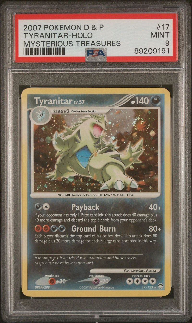 2007 Pokemon Diamond & Pearl Mysterious Treasures 17 Tyranitar-holo PSA 9