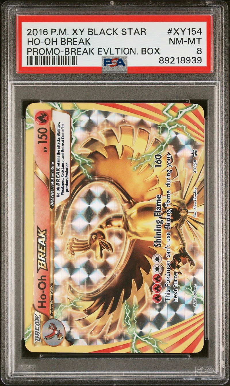 2016 Pokemon Xy Black Star Promo Xy154 Ho-oh Break Break Evolution Box PSA 8