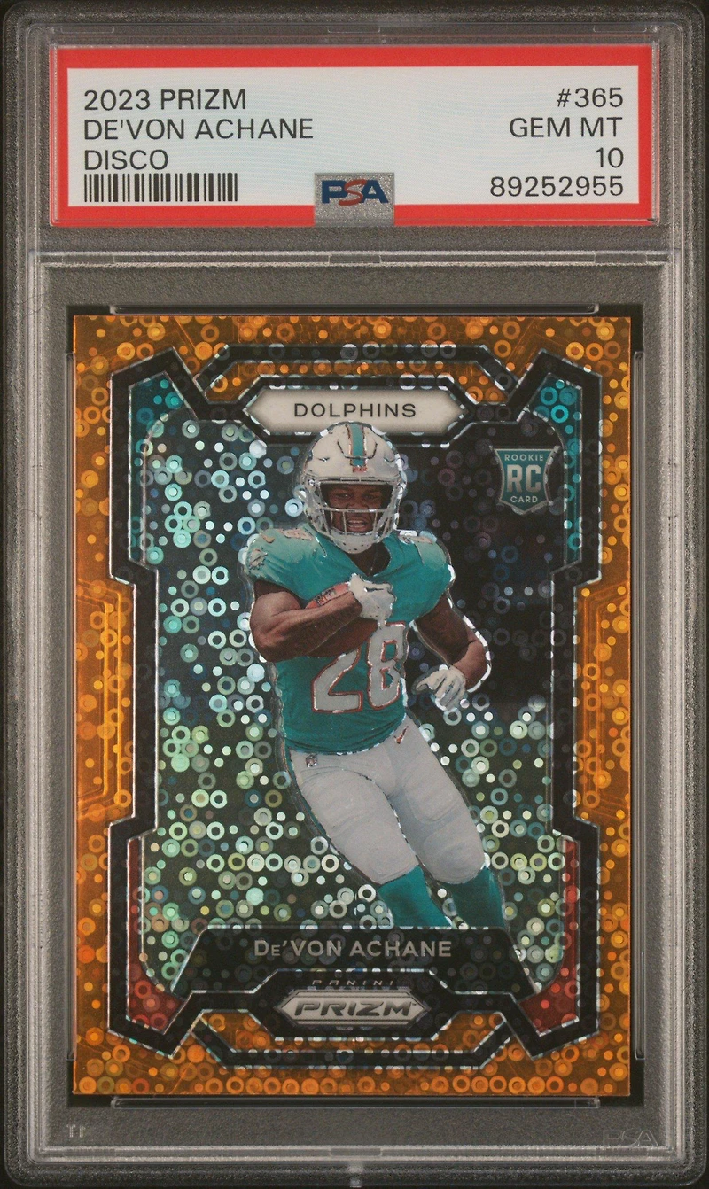 2023 Panini Prizm 365 De'von Achane Disco Prizm PSA 10