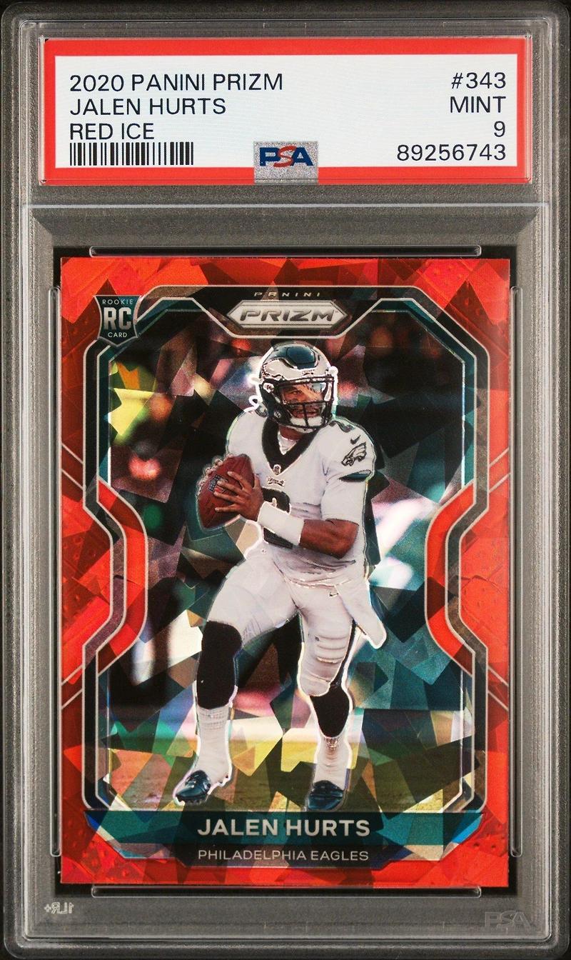 2020 Panini Prizm 343 Jalen Hurts Red Ice PSA 9
