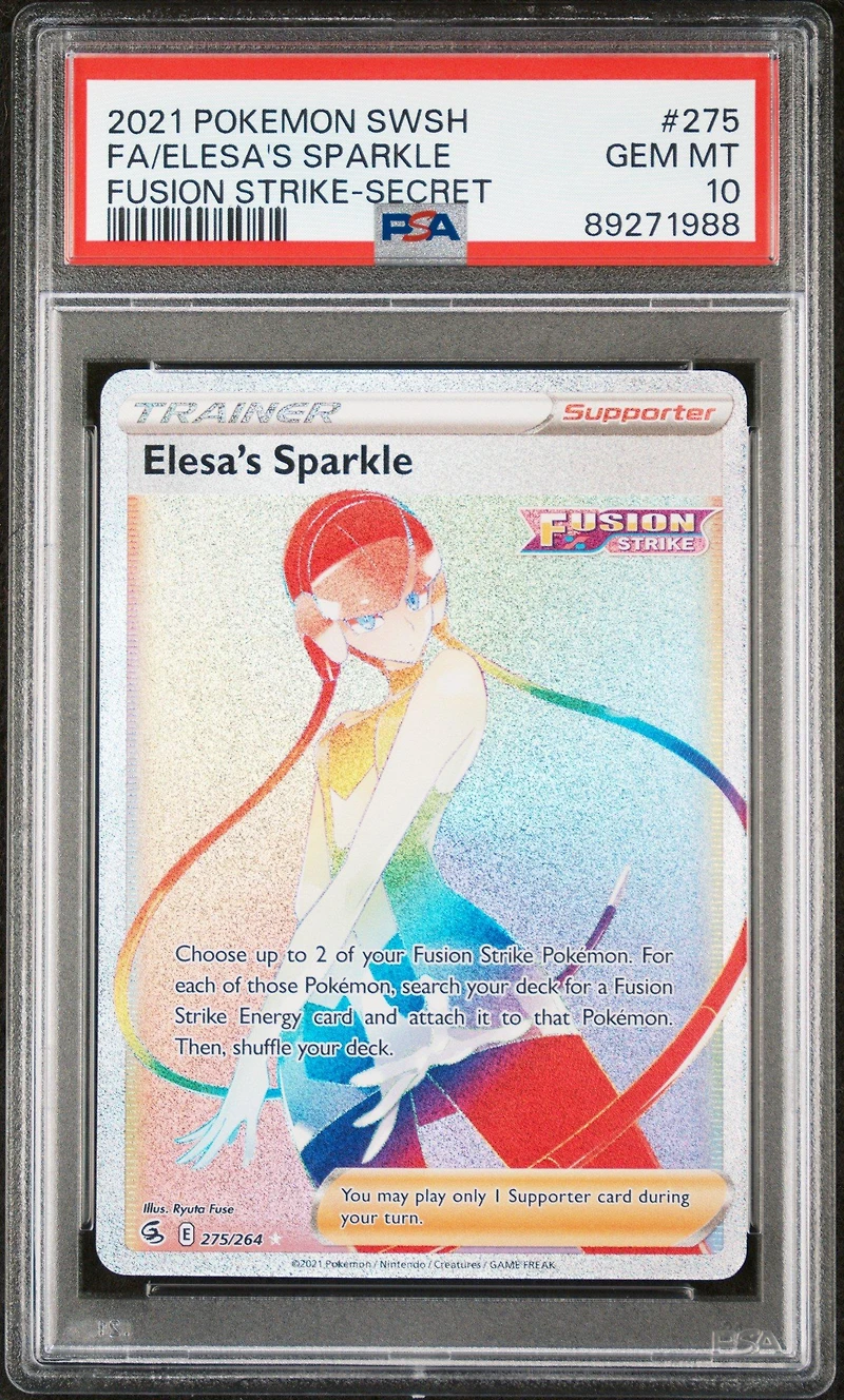 2021 Pokemon Sword & Shield Fusion Strike 275 Full Art/elesa's Sparkle Secret PSA 10
