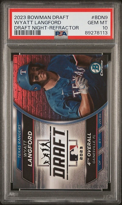 2023 Bowman Draft Bowman Draft Night 9 Wyatt Langford Refractor PSA 10