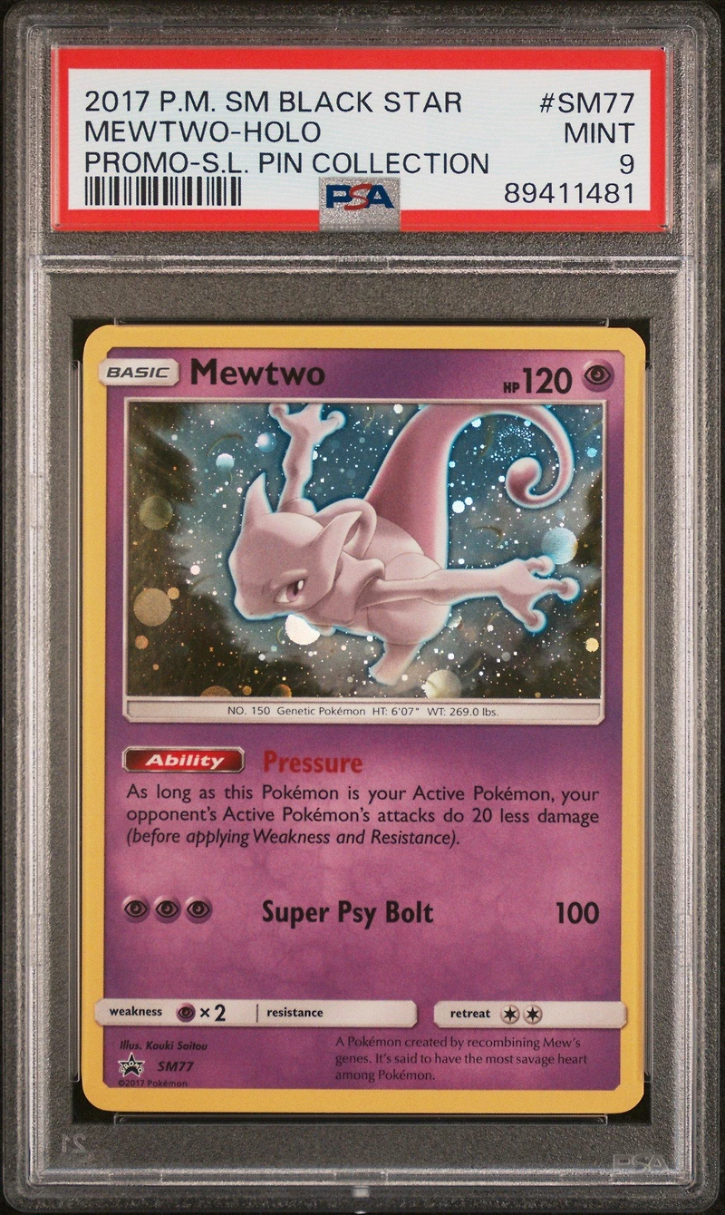 2017 Pokemon Sm Black Star Promo Sm77 Mewtwo PSA 9