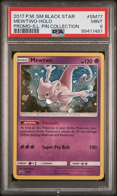 2017 Pokemon Sm Black Star Promo Sm77 Mewtwo PSA 9
