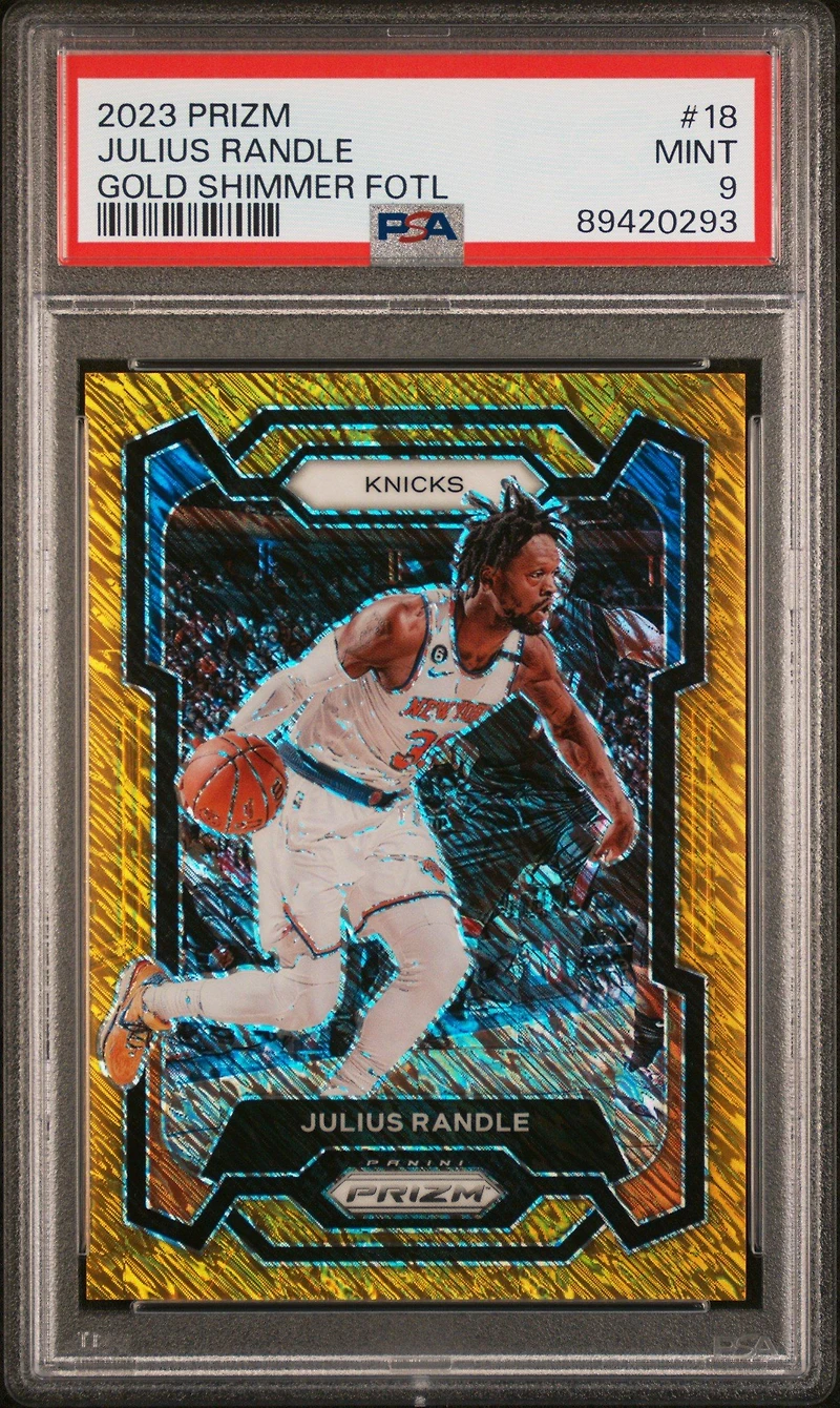 2023 Panini Prizm 18 Julius Randle Gold Shimmer Fotl PSA 9