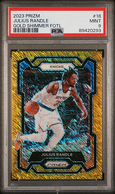2023 Panini Prizm 18 Julius Randle Gold Shimmer Fotl PSA 9