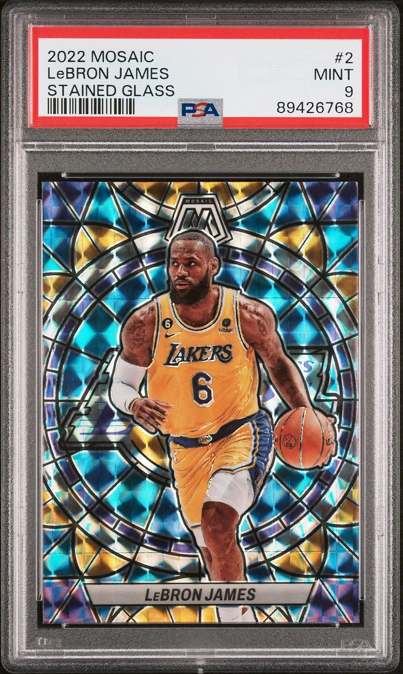 2022 Panini Mosaic Stained Glass 2 Lebron James PSA 9