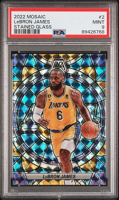 2022 Panini Mosaic Stained Glass 2 Lebron James PSA 9