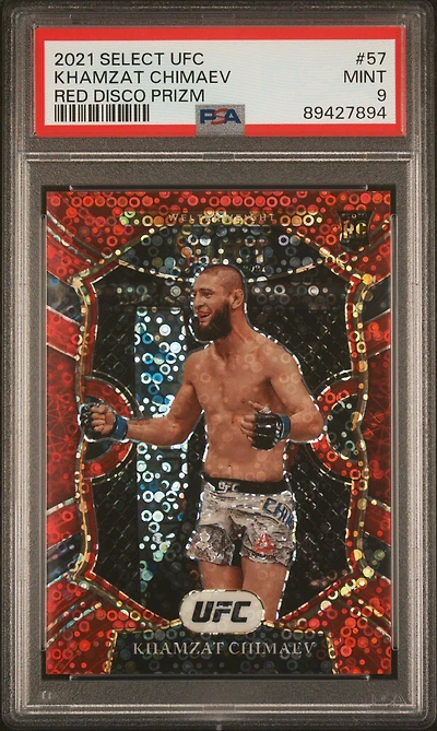 2021 Panini Select Ufc 57 Khamzat Chimaev Red Disco Prizm PSA 9