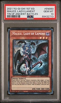 2021 Yu-gi-oh! Tin Of Ancient Battles En060 Malice, Lady Of Lament 1st Edition PSA 10