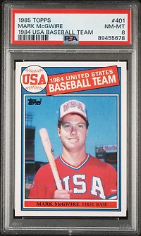 1985 Topps 401 Mark Mcgwire 1984 Usa Baseball Team PSA 8