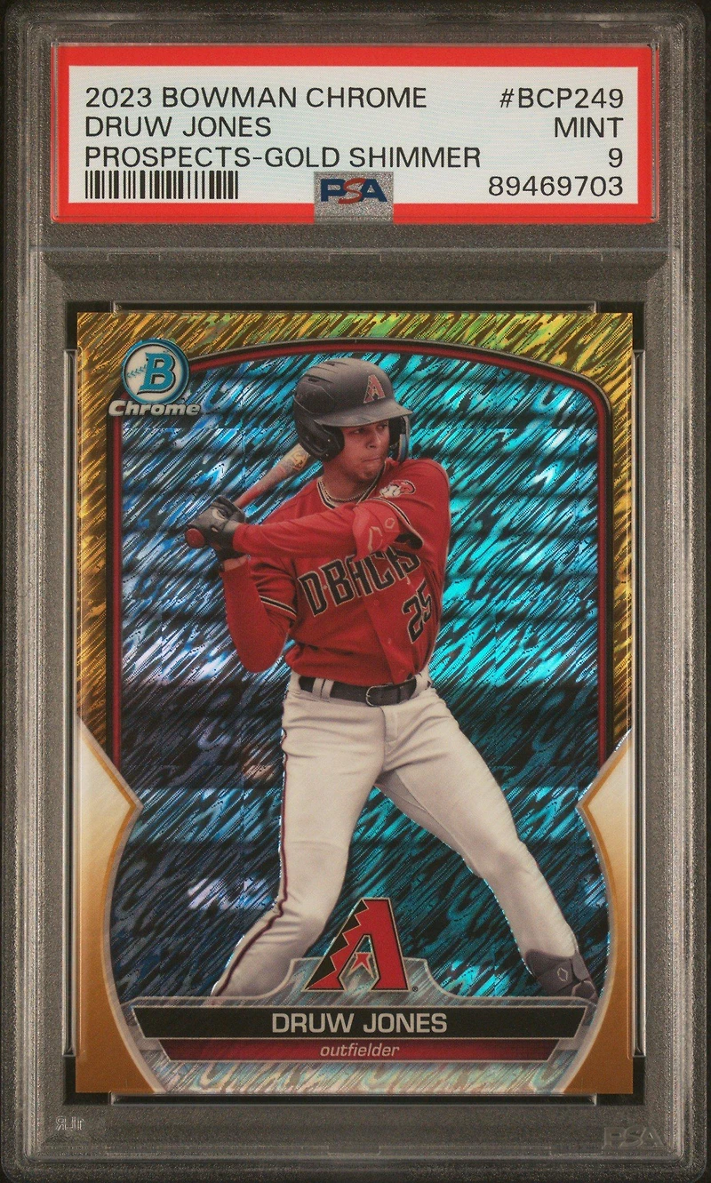 2023 Bowman Chrome Prospects Bcp249 Druw Jones Gold Shimmer PSA 9