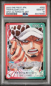 2022 One Piece Japanese Romance Dawn 002 Trafalgar Law Alternate Art PSA 10