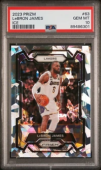 2023 Panini Prizm 63 Lebron James Ice PSA 10