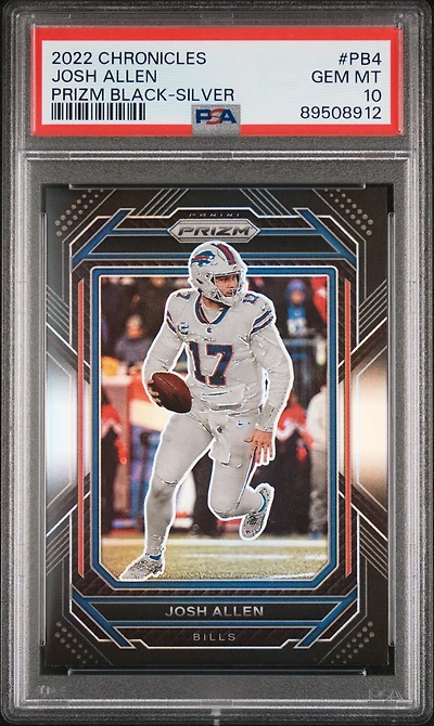 2022 Panini Chronicles Prizm Black Pb4 Josh Allen Silver PSA 10
